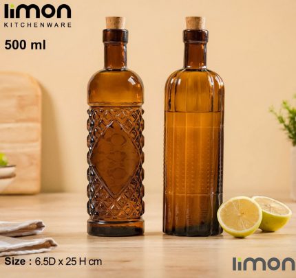 بطری آبلیموخوری دری چوبی پنبه ای قهوه ای لیمون