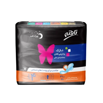 نوار بهداشتی شب تافته مدل Single Pack-1، سایز XL با ضخامت نازک، لایه رویی الیاف میکرو با جذب خیلی زیاد، بسته 7 عددی